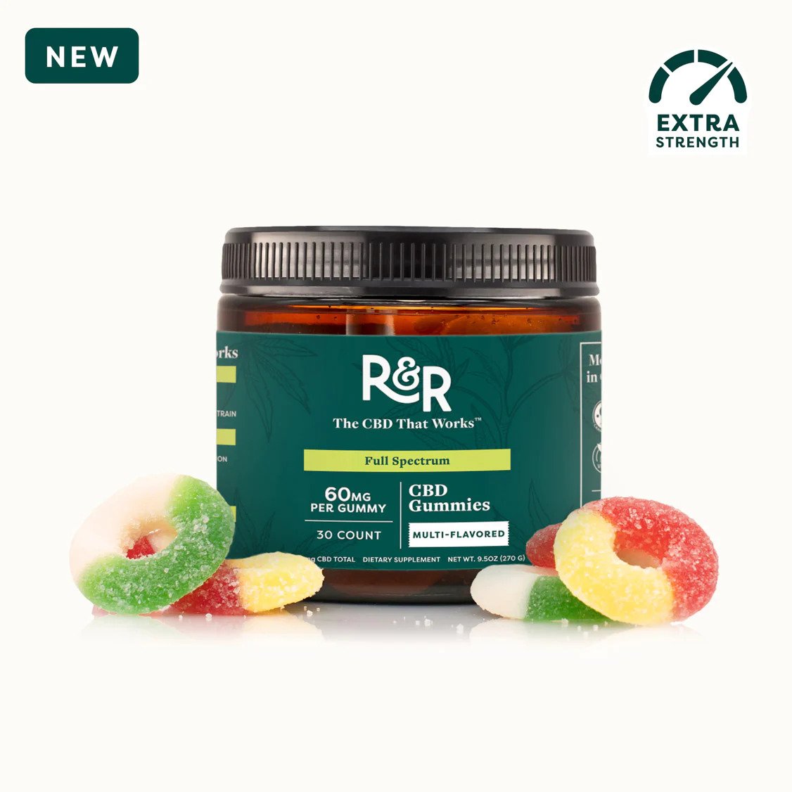 R+R | Full Spectrum CBD Gummies 60 mg Each-1800 mg Bottle