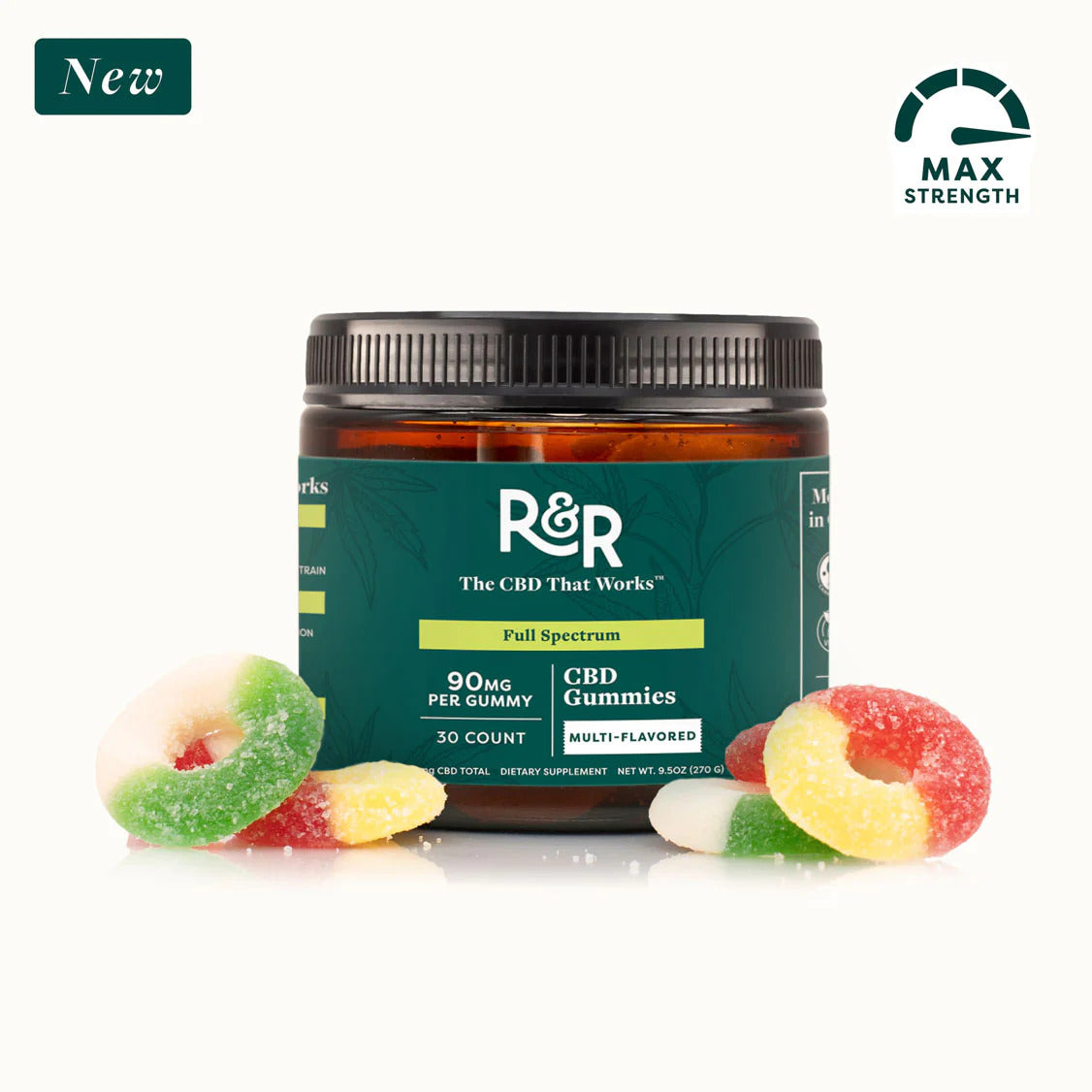 R+R | Full Spectrum CBD Gummies 90 mg Each-2700 mg Bottle
